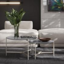 Kit mesas de centro Prisma com pés de ferro tampo redondo - Cinza