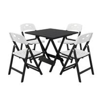 Kit Mesas Dobráveis Elegance 4 Lugares MDF 6 Ripas Branco 70x70 Mega Madeira