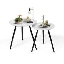 Kit Mesas Laterais Sofá 2 Unidades Pés em Aço Tubular Decorativo