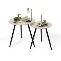 Kit Mesas Laterais Sofá 2 Unidades Pés em Aço Tubular Decorativo