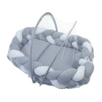 Kit mescla para bebê 3 peças ninho trança com mosquiteiro