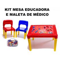 Kit Mesinha Atividades Didática e Maleta Médico Acessórios