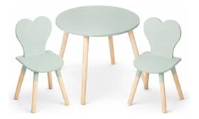 Kit Mesinha Com 2 Cadeiras Infantil De Madeira Coração