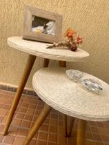 Kit mesinha de canto lateral em sisal natural