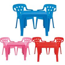 Kit Mesinha E 2 Cadeiras Poltrona Infantil Plástica Colorida - Mor