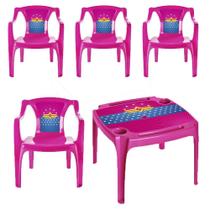 Kit Mesinha Infantil + 4 Cadeira Poltrona Infantil Maravilha