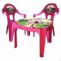 Kit Mesinha Princesa com 2 Cadeira Infantil Educativa Resistente Brincar Estudar