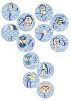 Kit Mesversário Adesivo Body Ursinho avião contagem 12 meses menino baby