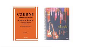 Kit Método De Ensino Czerny Barrozo Neto Coletânea Para Piano - Vol 1 + Caderno Música Pentagrama 80 Folhas