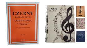 Kit Método De Ensino Czerny Barrozo Neto Coletânea Para Piano - Vol 1 + Caderno Música Pentagrama 80 Folhas
