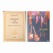 Kit Método Iniciação Ao Violão Henrique Pinto + Caderno Música Pentagrama 80 Folhas