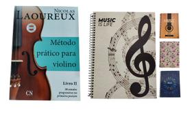 Kit Método Prático Para Violino Nicolas Laoureux Volume 2 + Caderno Música Pentagrama 80 Folhas