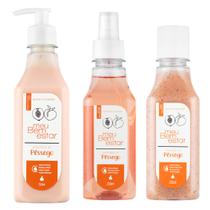 Kit meu bem estar aveludado do pessêgo hidratante 390ml, body splash 250ml e esfoliante 250ml