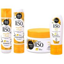 Kit Meu Liso Muito+Liso Shampoo, Condicionador, Máscara de Hidratação + Defrizante Salon LIne