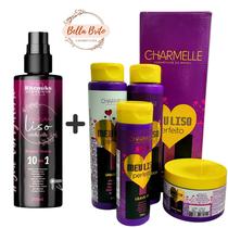 Kit Meu Liso Perfeito Charmelle Spray Capilar Meu Liso Minha Vida Rhenuks Hidratação, Brilho e Efeito Liso Prolongado