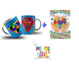 Kit Meu Super poder é o Autismo + chaveiro e Quebra-cabeça