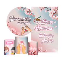 Kit Meus Dorama Painel Redondo Trio Capas Retangular Tecido