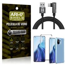 Kit Mi 11 Lite Cabo em L Tipo C HS180 + Capinha + Película 3D - Armyshield