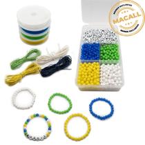 Kit Miçanga Bijuteria Bandeira do Brasil Verde Amarelo 500pçs + Caixa Divisória - Macall