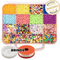 Kit Miçanga Bijuteria Colar Pulseira Brinco 1400pçs Diversas + Caixa Divisória Kit Miçanga Bijuteria Colar Pulseira Brinco 1400pçs Diversas + Caixa Divisória