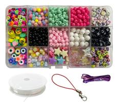 Kit Miçanga Bola Leitosa Colorida Entremeios Para Montar Pulseiras Colar Infantil Strap Phone 1250pç