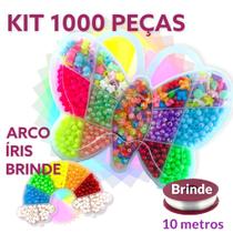 Kit Miçanga Borboleta Pulseira 1000 Peças Arco Iris + Fio