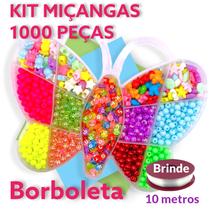 Kit Miçanga Borboleta Pulseira Com 1000 Peças e fio