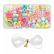 Kit Miçanga Colorida Pulseira 155 Pç + Fio Silicone Infantil Kit Miçanga Colorida Pulseira 155 Pç + Fio Silicone Infantil