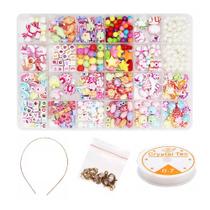 Kit Miçanga Colorida Pulseira Infantil 550 Pç + Fio Silicone