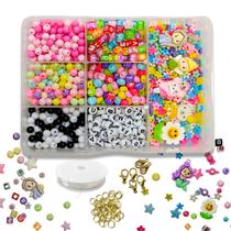 kit Miçanga Infantil Para Fazer Pulseira Com Pingente 1350pç Coloridas de Montar Bijuterias kit Miçanga Infantil Para Fazer Pulseira Com Pingente 1350pç Coloridas de Montar Bijuterias