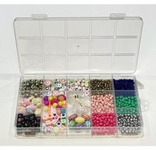 Kit Miçanga Infantil Para Pulseira Colar e Brincos Maleta Com Diversas Miçangas Coloridas