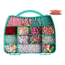 Kit Miçanga Maleta Infantil Montar Pulseiras Coloridas