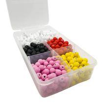 Kit Miçanga Passante Bolas Emborrachadas 8mm 5 Cores 250pçs 100g + Caixa