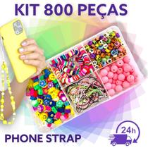 Kit Miçanga Phone Strap Pulseira Com 800 Peças + 10M Fio