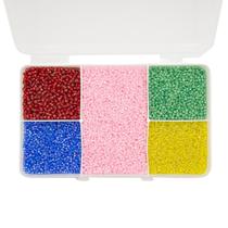 Kit Miçanga Pulseira Colar Choker 5 Cores 2mm 15000pçs + Caixa Divisória