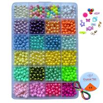 Kit Miçangas Biju Infantil 1.350 Peças + Fio Silicone, Cetim Kit Miçangas Biju Infantil 1.350 Peças + Fio Silicone, Cetim