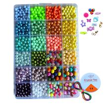 Kit Miçangas Biju Infantil 1.350 Peças + Fio Silicone, Cetim