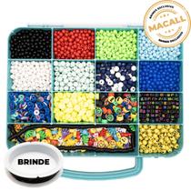 Kit Miçangas Bolinhas Masculino Pulseiras Colares Completo