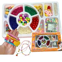 Kit Miçangas Brinquedo Infantil Menina Menino Colar Pulseira Anel Montessori