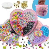 Kit Miçangas Coloridas Maleta Completa Aprox. 2830pçs Pingente Letra Bolinha Missangas Para Fazer Pulseira Bijuteria