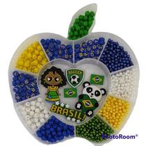 kit miçangas copa do mundo brasil iniciantes para colares e pulseiras