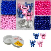 Kit Miçangas Infantil Lilo Stitch Pulseirinha + Pingente e Silicone