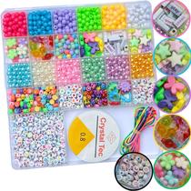 Kit Miçangas Para Fazer Pulseira Infantil Colar Chaveiro Bijuterias