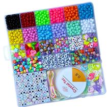 Kit Miçangas para Fazer Pulseira Infantil Colorida Bijuteria Colar Phone Strap