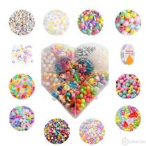 Kit Miçangas para Montagem de Bijuterias Infantil Coração com 660 peças