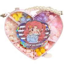 Kit Miçangas Porta Bijuteria Biju Coração 90 Peças Kit Pulseiras Infantil - Toys Import J24582