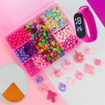 Kit Miçangas Rosa Pulseira Infantil Com 1.700 Peças Kit Miçangas Rosa Pulseira Infantil Com 1.700 Peças