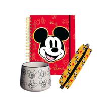 Kit Mickey Dac com Caderno Smart, Estojo e Caneca 500ml