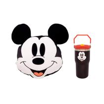 Kit Mickey Mouse Disney Almofada Huggy e Copo Térmico 650ml Tumbler Hanger Zona Criativa Kit Mickey Mouse Disney Almofada Huggy e Copo Térmico 650ml Tumbler Hanger Zona Criativa