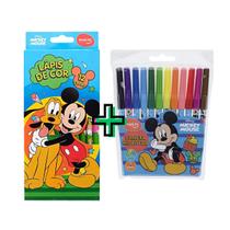 Kit Mickey Mouse Escolar Canetinha + Lápis de Cor Molin Kit Mickey Mouse Escolar Canetinha + Lápis de Cor Molin
